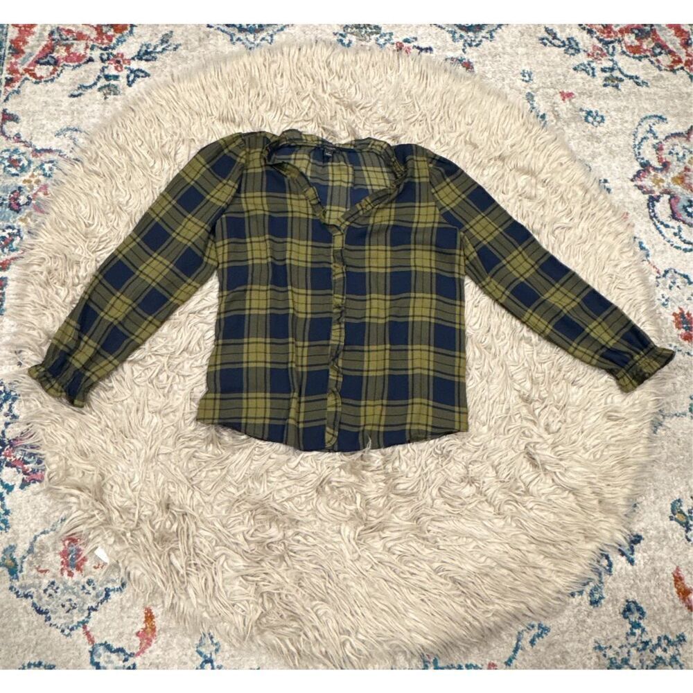 Ann Taylor loft plaid blouse medium